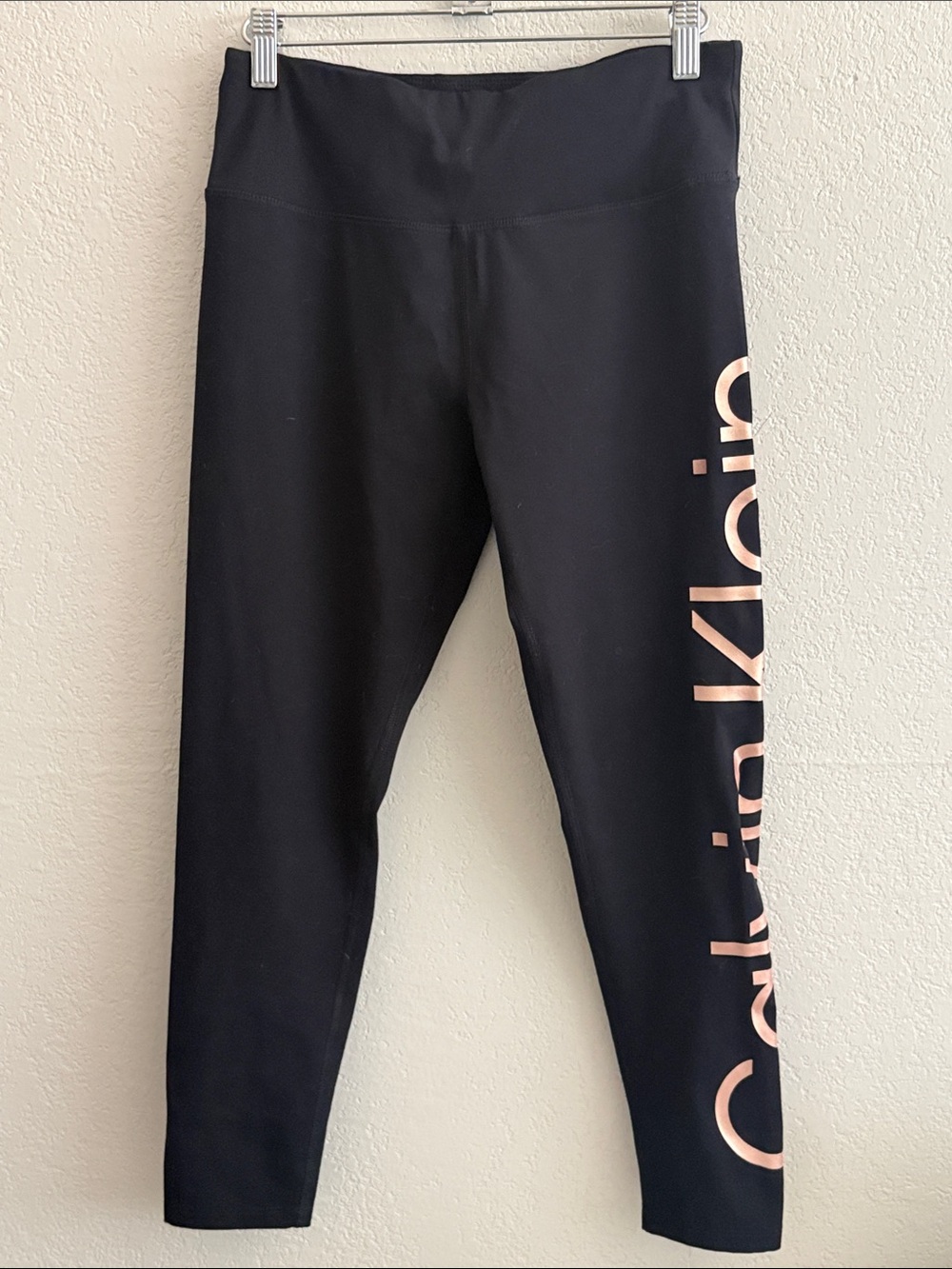 Calvin Klein Womens Black Leggings with Side Logo